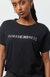 Black classic t shirt fit with printed "HUMANKINDNESS" graphic on front.